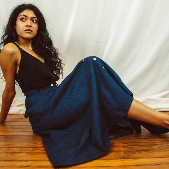 Alice Alexander Janis Midi Skirt in Denim - Picture 1 of 5